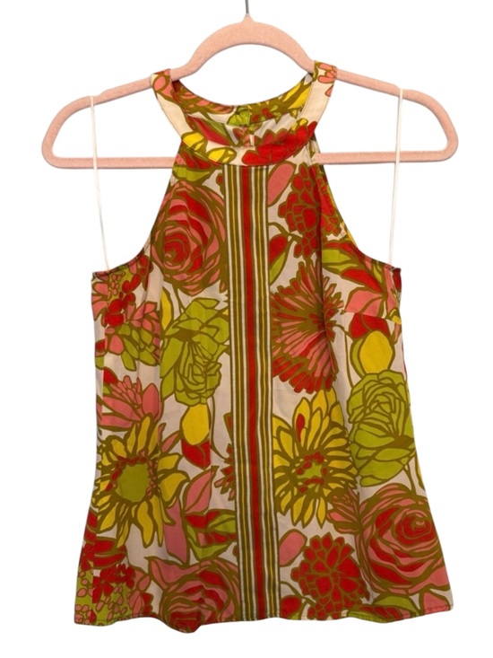 Trina Turk Tops - Trina Turk Retro Floral 100% Silk Halter Top